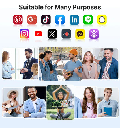 BOYA BY-V3 Wireless Lavalier Lapel Mirophone Noise-cancelling Rechargeable Mic for iPhone Android Camera Live Streaming Vlogging