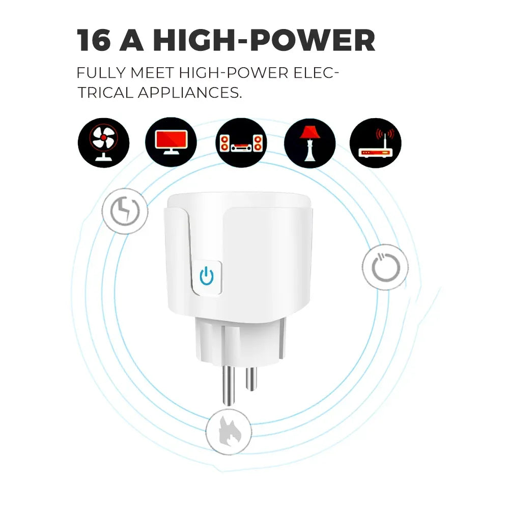 EU 16A/20A Smart Plug WiFi Socket With Power Monitor Timing Function Tuya Smart Life APP Control Works With Alexa Google Home