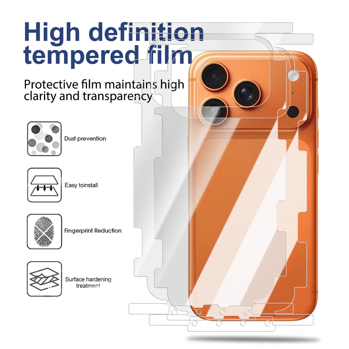 Back+Frame Hydrogel Film For iPhone 17 17Air 17Pro Max Clear Full Protection Border Side Back Protector Soft Films Not Glass