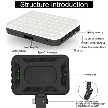 LED Selfie Light,60 LED Beads 2500mAh Rechargeable CRI 97+, 7 Light Modes,Portable Clip on Light for Phone Tablet Laptop TikTok