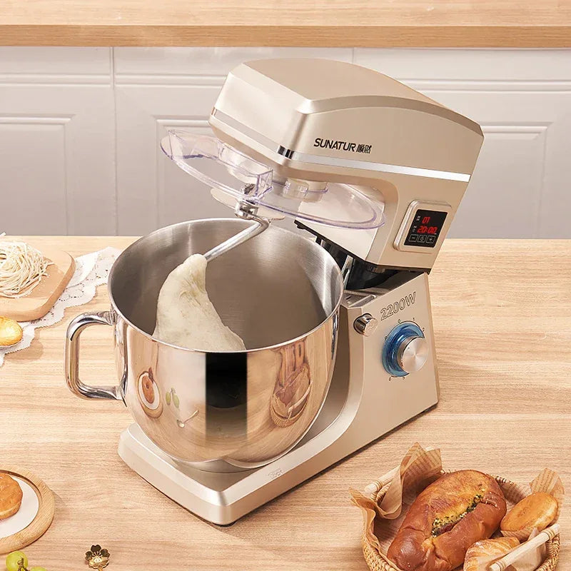 SUNATUR 10L Stand Mixer 2200w Dough Kneading Planetary Proccessor Automatic Beater Electric timed Kitchen Blender cream whipper