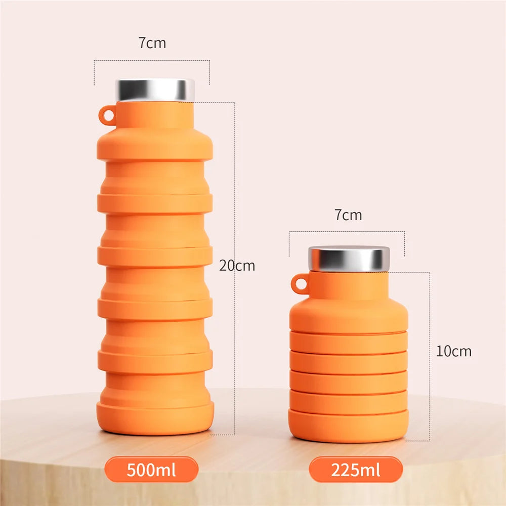 Collapsible Water Bottles Silicone Travel Foldable Portable Water Bottle Silicone Reusable Leakproof for Camping Hiking Cycling