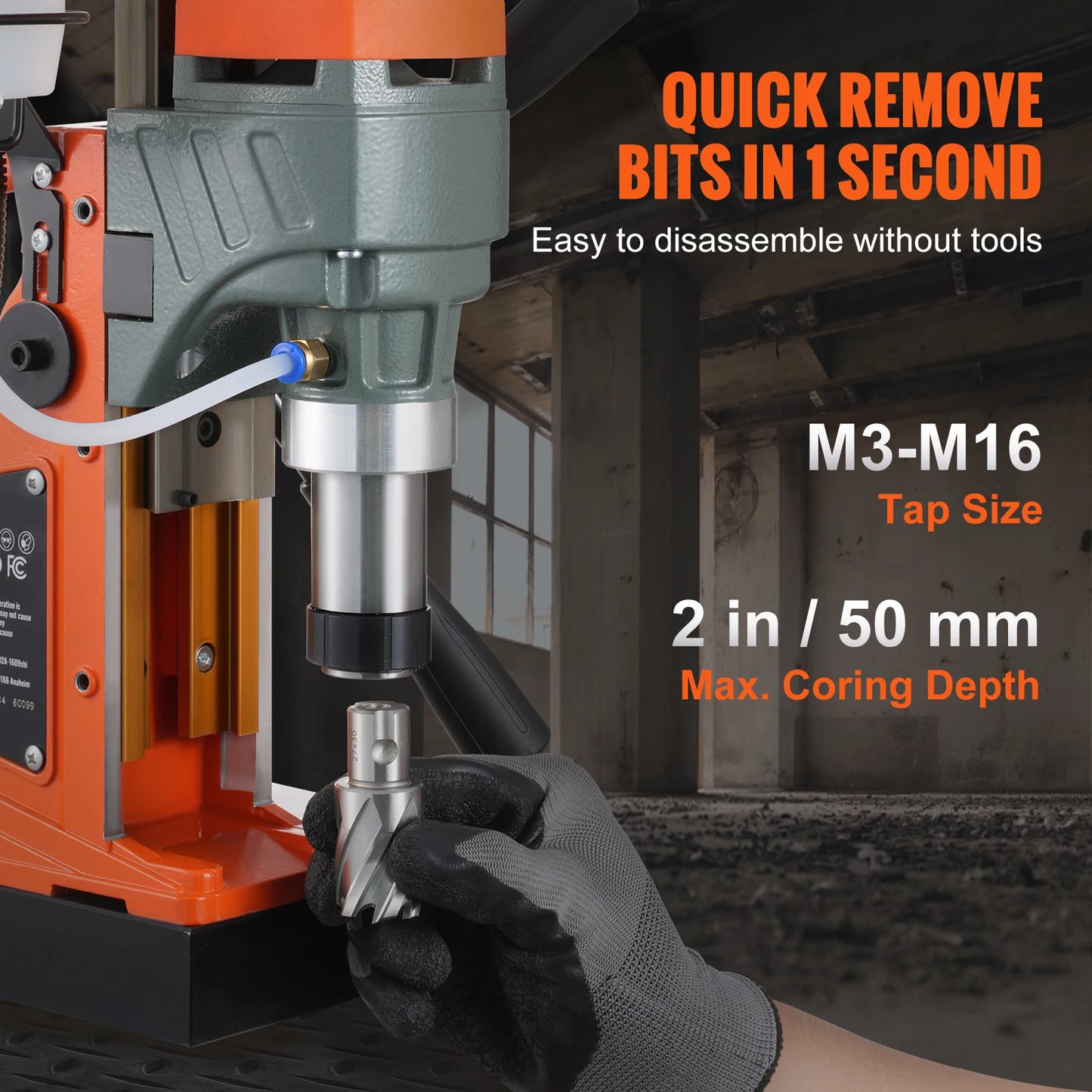 SucceBuy 1450W Magnetic Drill 2"Boring Diameter 12500/12800N Portable Electric Mag Drill Press 800 RPM Magnetic Drilling Machine