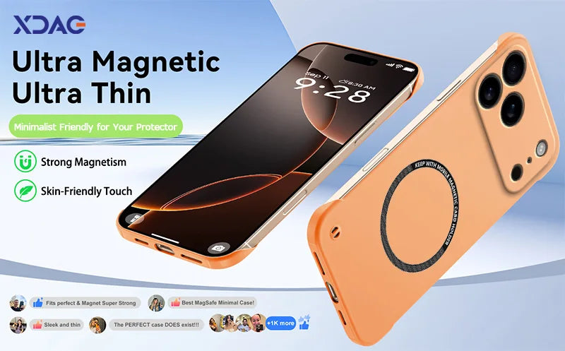 Magnetic Slim for iPhone 17 Pro Max Air Frameless Phone Cases Matte Anti-Scratch Hard PC Cover iPhoneAir 17Pro Shockproof Armor
