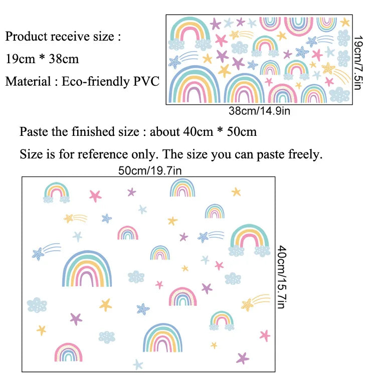 Rainbow Clouds Stars Luminous Wall Sticker Baby Kids Room Decoration Decals Bedroom Background Decor Glow In The Dark Wallpaper