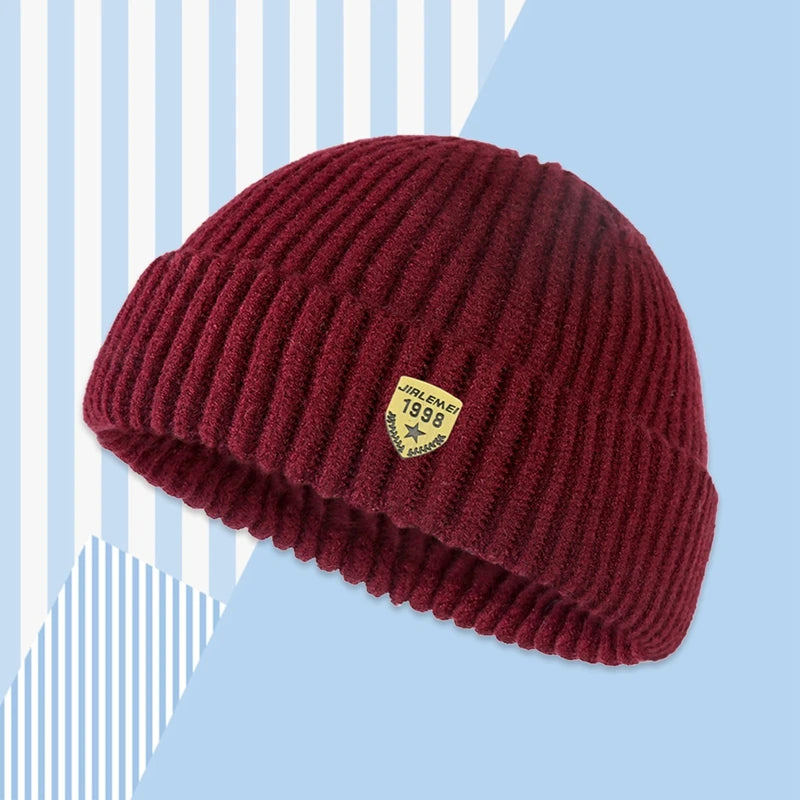 Bonnet unisexe style streetwear hip-hop, bonnet melon sans bord, bonnet à revers, chapeau pour femme et homme, automne-hiver, bonnet chaud en maille, bonnet