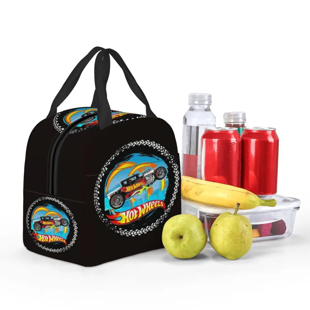 Custom Hot Wheels For Fans Thermal Insulated Lunch Bag Cartoon Sport Car Portable Lunch Container Travel Multifunction Food Box