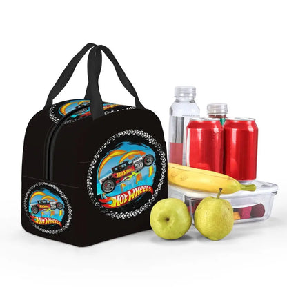 Custom Hot Wheels For Fans Thermal Insulated Lunch Bag Cartoon Sport Car Portable Lunch Container Travel Multifunction Food Box