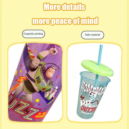 Toy Story 4 Pack Plastic Straw Cup Set Official Cartoon Reusable BPA Free Drinking Cups