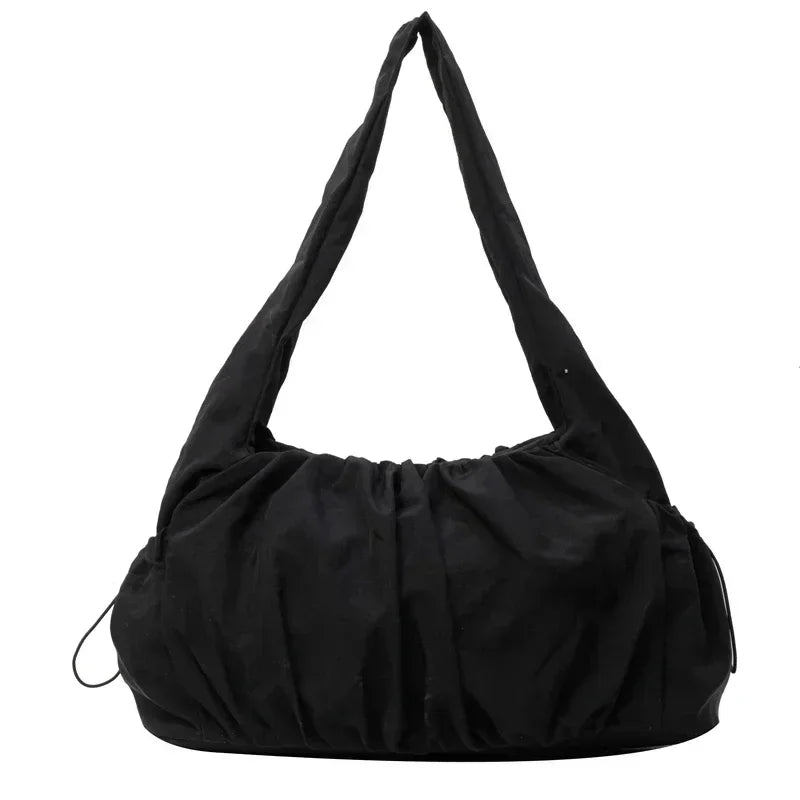 Nylon Cloth Bag Women Tote Bag Large Capacity Summer 2025 New Fashionable women's pleated Outdoor Travel bag Shoulder Bag