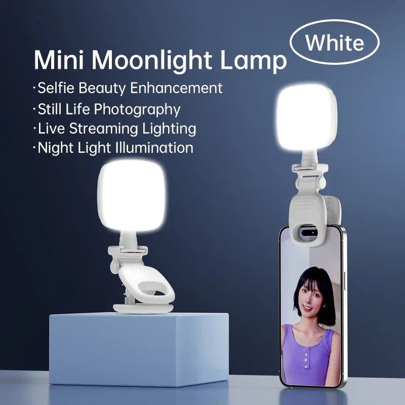 LED New Portable Selfie Fill Light Rechargeable 3 Modes Adjustable Brightness Clip On For Phone Laptop Tablet Meeting Make Up