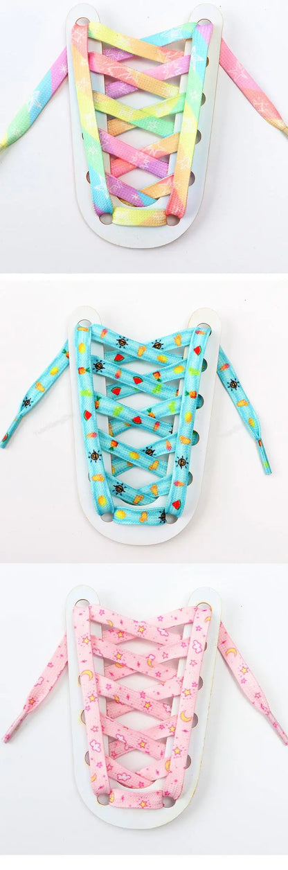 1Pair Print Shoelaces for Sneakers Quality Fabric Flat Shoe laces Fashion Girl Laces for Shoes width 0.8cm 120/140/160CM
