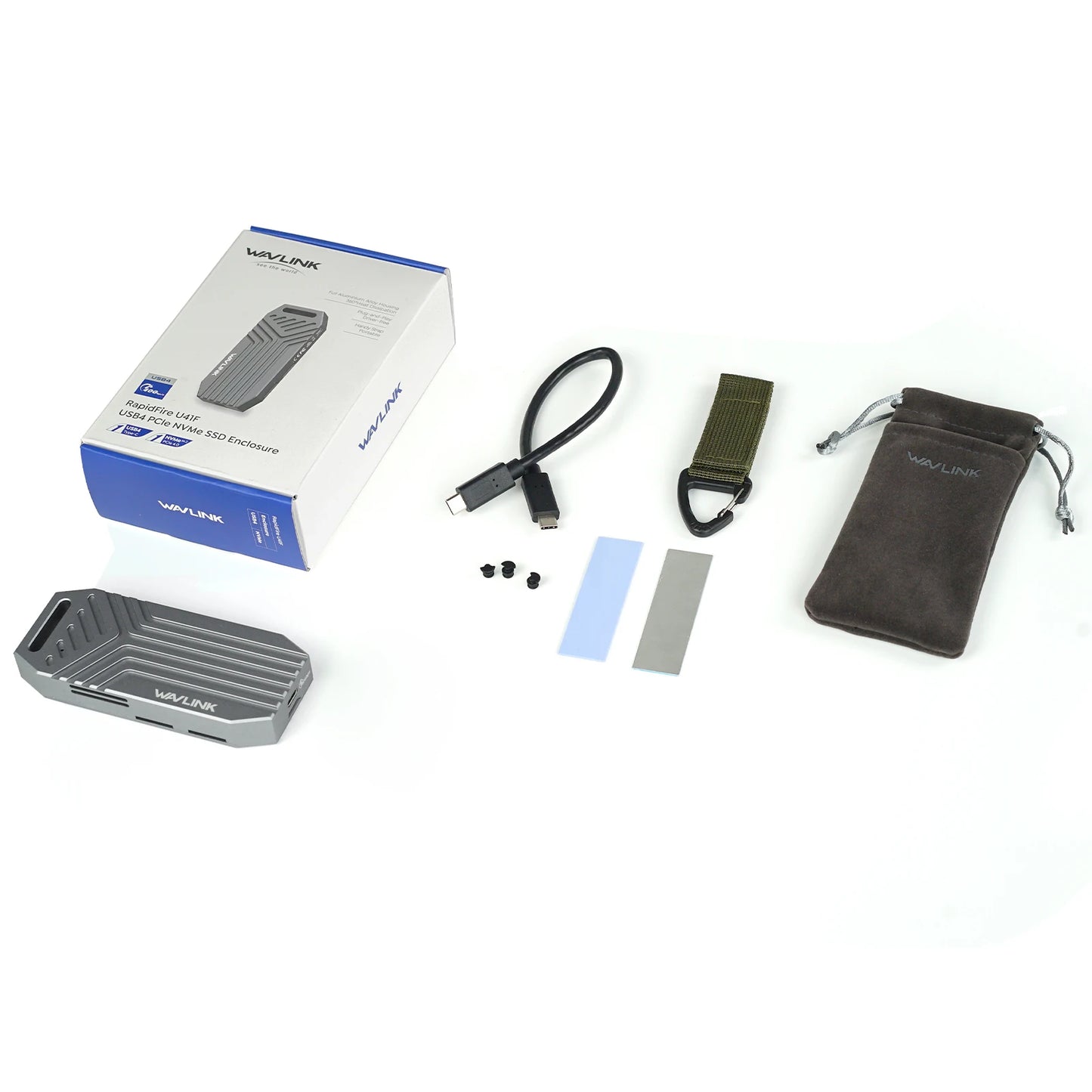 WAVLINK 40Gbps M.2 PCIe NVMe SSD Enclosure USB4 External Hard Drive Enclosure For B+M/M-Key Thunderbolt 4/3/USB4/USB3.2 SSD Case