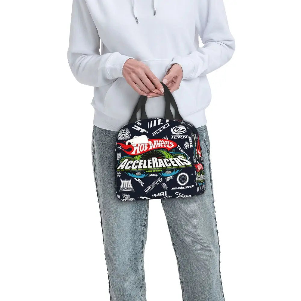 Custom Hot Wheels For Fans Thermal Insulated Lunch Bag Cartoon Sport Car Portable Lunch Container Travel Multifunction Food Box