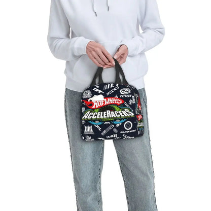 Custom Hot Wheels For Fans Thermal Insulated Lunch Bag Cartoon Sport Car Portable Lunch Container Travel Multifunction Food Box