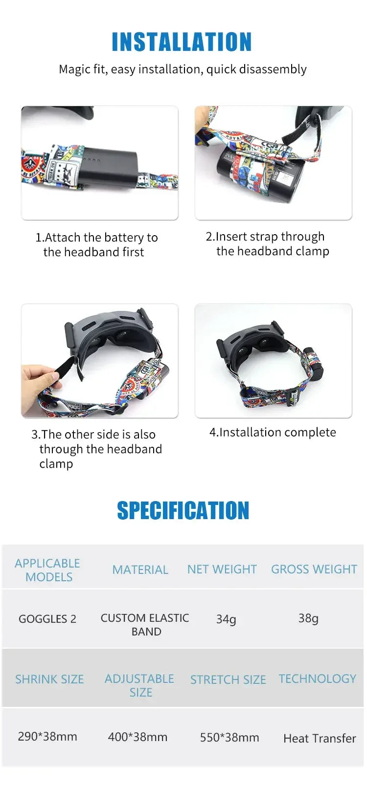 Goggles Head Strap Headband Elastic Straps for DJI Goggles 2 /FPV Glasses V2 for DJI Avata DJI FPV Drone Accessories