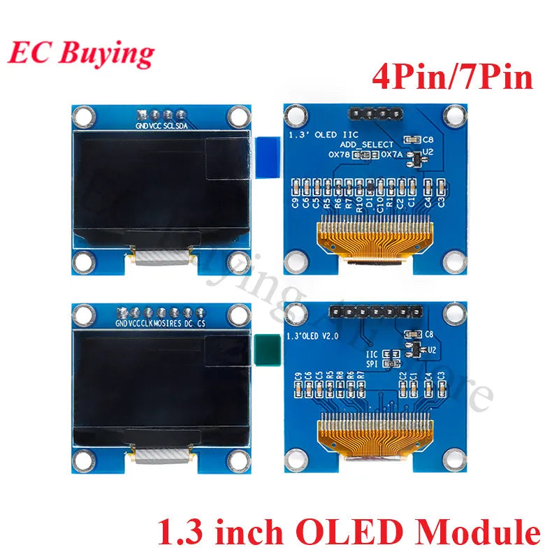 1.3" OLED Module 1.3 inch LCD LED 12864 Display Screen White/Blue 128X64 SPI/IIC I2C SSD1306 SH1106 4Pin 7Pin 128*64 Bare Board