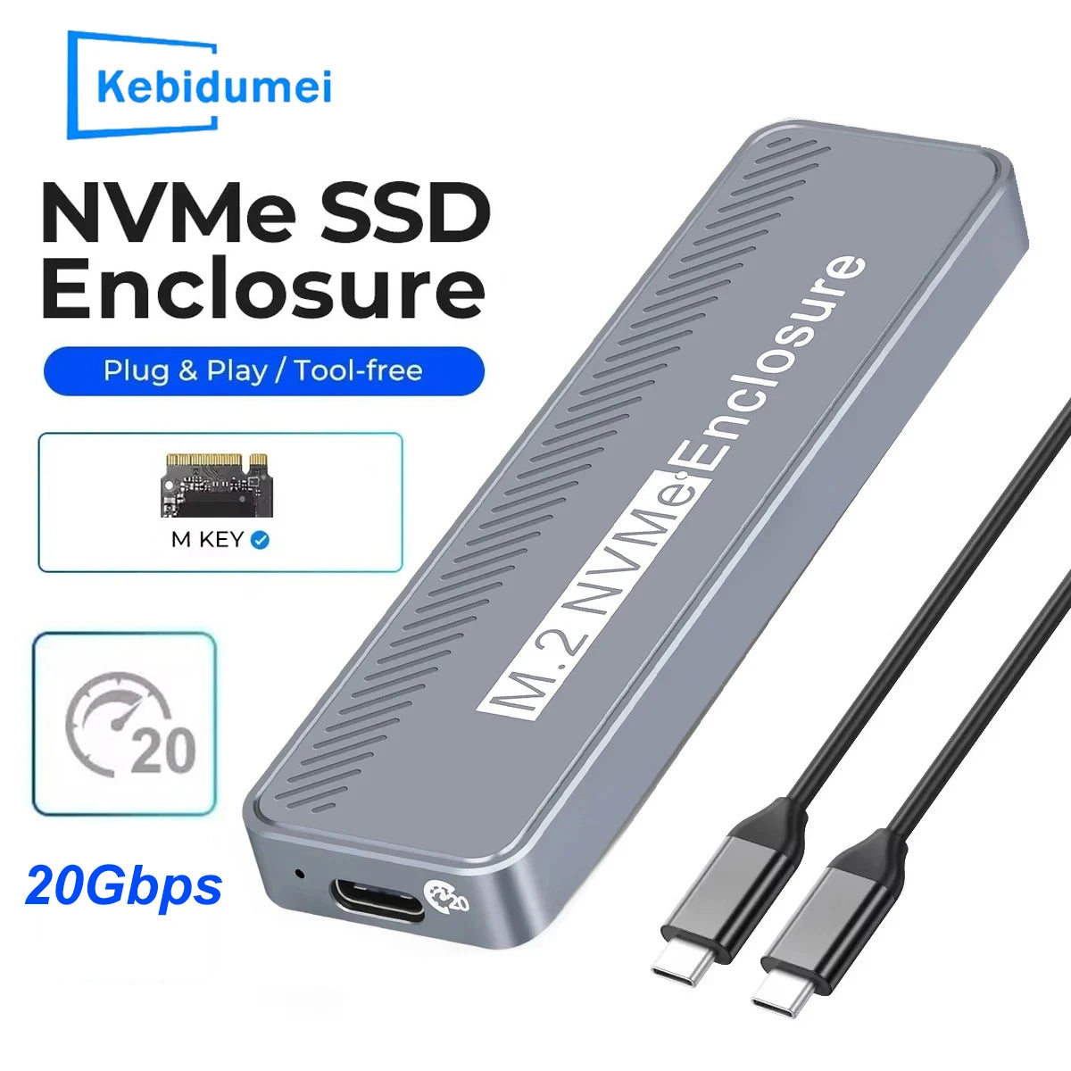 20Gbps NVMe M.2 SSD Enclosure NVMe NGFF PCIe M.2 SSD Case Portable USB C 3.2Gen2 External Adapter for Macbook PC Hard Disk Box
