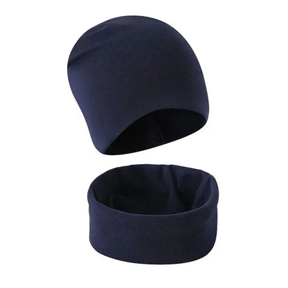 1-14Y Autumn Winter Solid Color Soft Warm Outdoor Activities Cap Scarf for Girls and Boys Infant Hats Set Children Beanies Cap