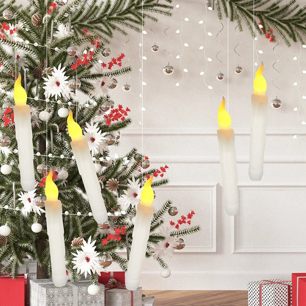 Floating LED Candles with Magic Wand Remote Control Flameless Remote Taper Electronic Candle Christmas Party Decor Candle Lights