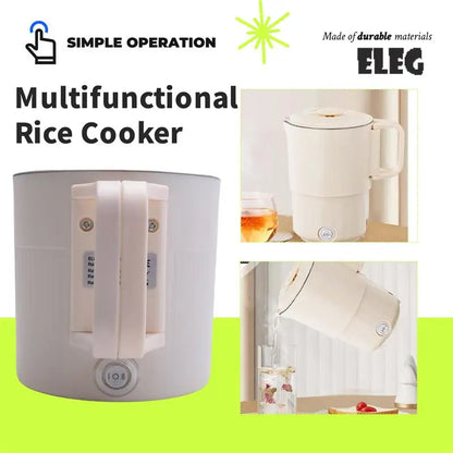 ELEG-3 In 1 Multifunctional Rice Cooker Foldable Mini Travel Electric Kettle Household Foldable Electric Cooker Hot Pot EU Plug