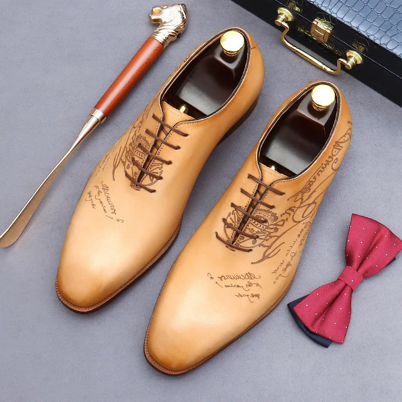 British Trend Mens Dress Shoes Elegant Genuine Cow Leather 2023 Autumn Designer New Style Oxfords Wedding Social Shoes Man
