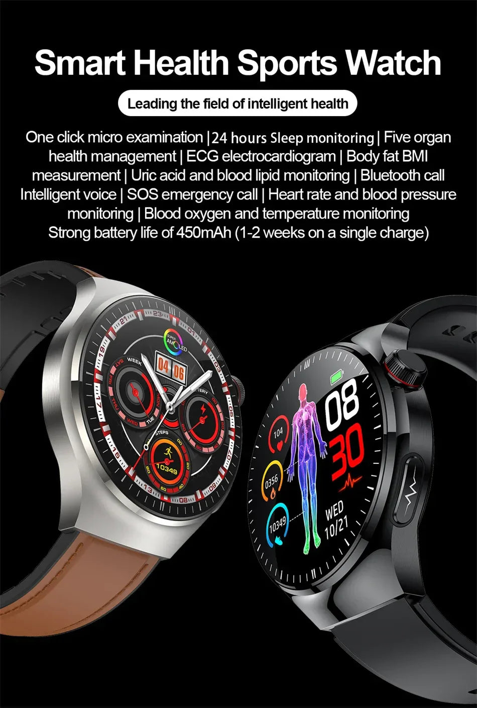 2026New For Man Smartwatches Outdoor Sport Smart Watch Men 1.43“ HD AMOLED Screen ECG physical examination BT5.0 Call smartwatc