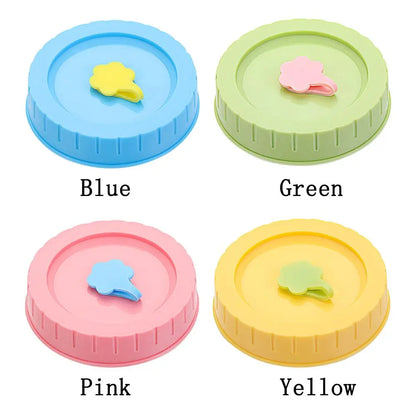 1/4Pcs Cute Universal Mason Jar Lids With Straw Hole 70mm Diameter Storage Wide Mouth Leak Proof Kitchen Supplies