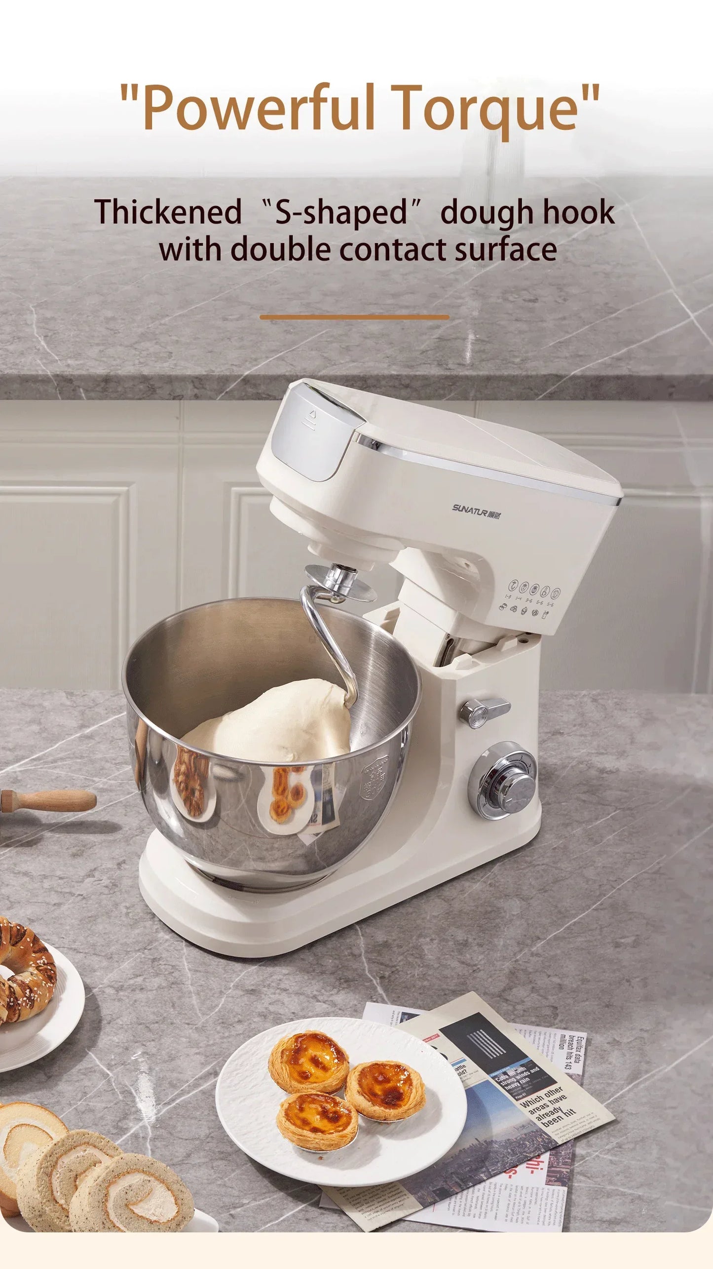 SUNATUR 8L stand mixer machine 2000W electric kitchen blender Household Auto Dough Kneading Egg Beating cream All-in-One Mixer