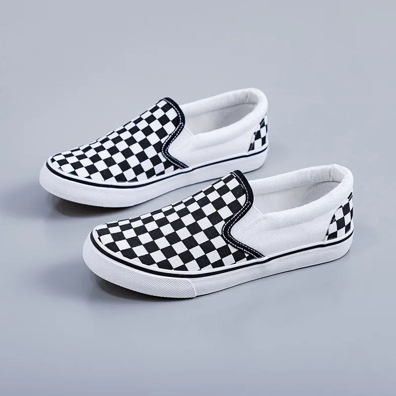 Hand-Painted Canvas Shoes Elastic Unisex Spring 2025 Style Korean Version Flat Heel Breathable Cotton Lined All-Season Footwear
