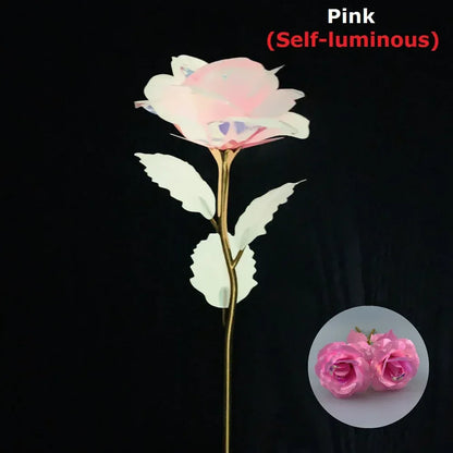 2024 Luminous Rose Valentine's Day Present Gifts Eternal Rose Flower Simulation 24k Gold Foil Rose Mother's Day Gifts