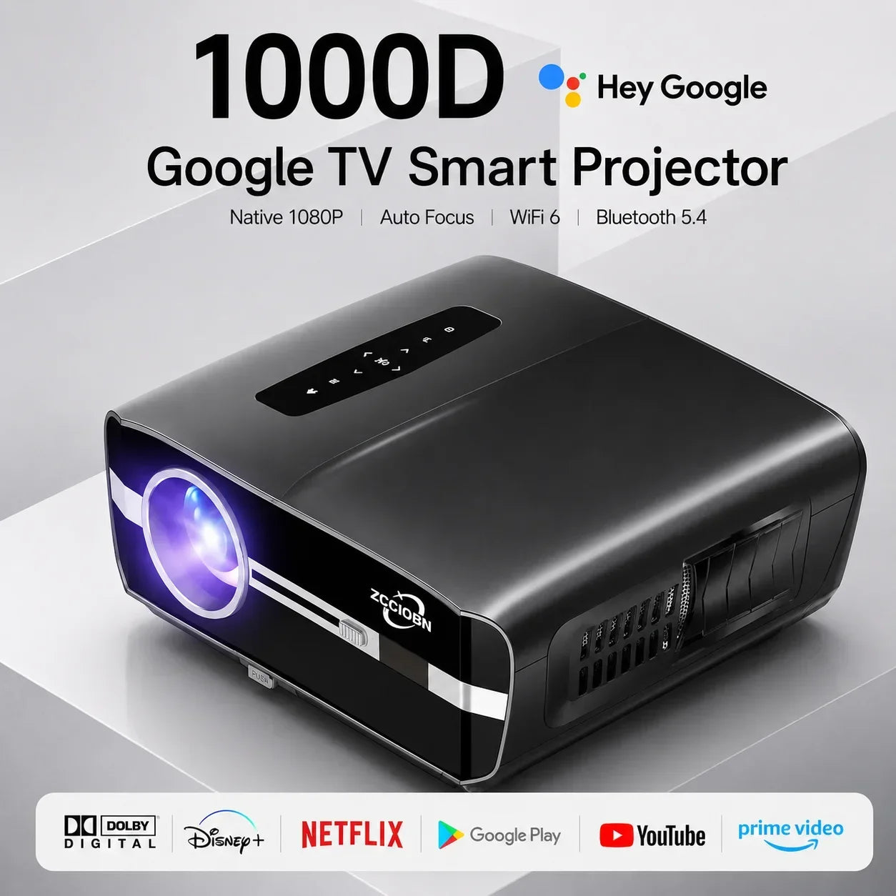 Official Google TV 4K Smart Projector Netflix Certified Native 1080P Dolby Audio WiFi6 Auto Focus HDR Home Theater HDMI BT5.4