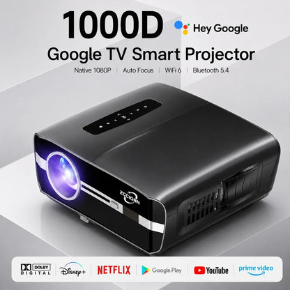 Official Google TV 4K Smart Projector Netflix Certified Native 1080P Dolby Audio WiFi6 Auto Focus HDR Home Theater HDMI BT5.4