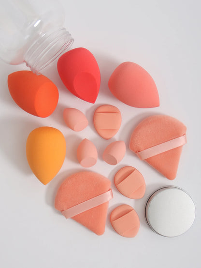 12Pcs Makeup Sponge Set with Storage Jar Latex-Free, Makeup Sponge Finger Puff, Dual-Use Wet & Dry Foundation Cosmetic Puffs
