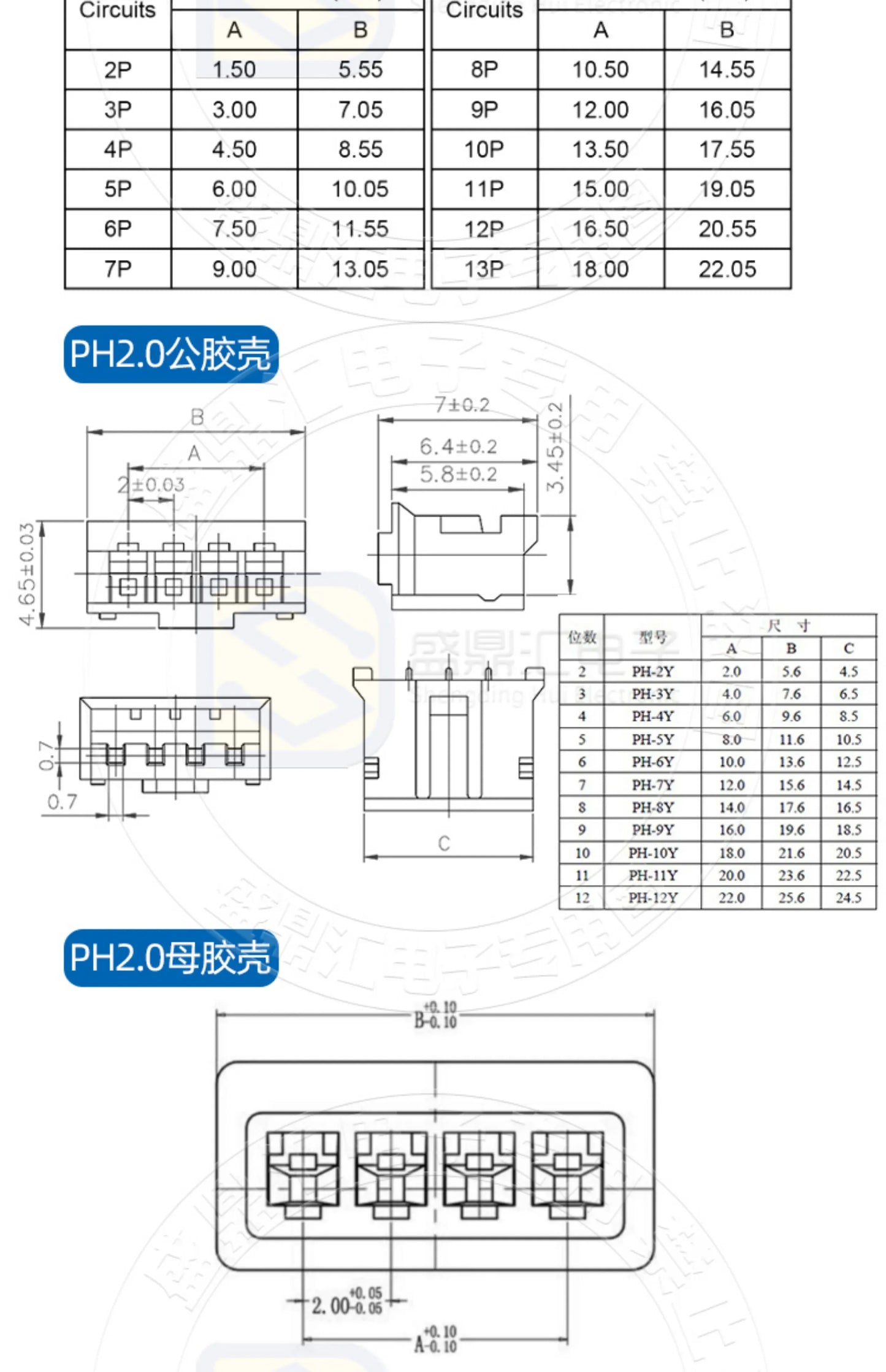 1.25/1.5/HY/PH2.0/XH/XHB/Dupont/SM2.54/2510/VH3.96 Connector Cable 2-6P Plug Socket Male Female Wire Connector Extension Cable