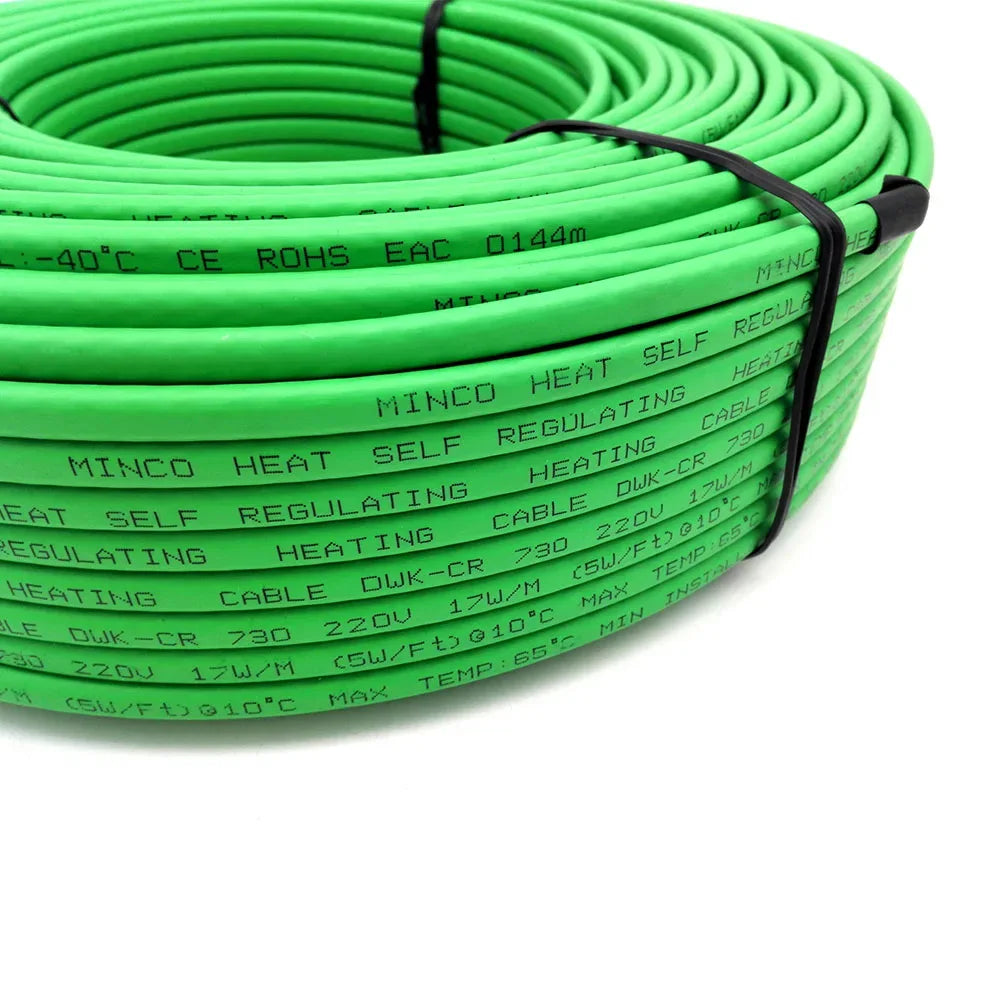 MINCO HEAT 1~100 Meters 110V/220V Heat tracing Roof Pipe Protection Anti freezing and De icing Self regulating Heating Cable