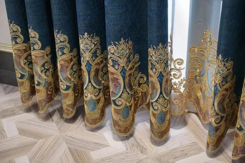 Europe Luxury Style Embroidery Chenille Blackout Curtain High Quality Decoration Living Room Dining Room Bedroom Valance Curtain