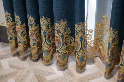 Europe Luxury Style Embroidery Chenille Blackout Curtain High Quality Decoration Living Room Dining Room Bedroom Valance Curtain