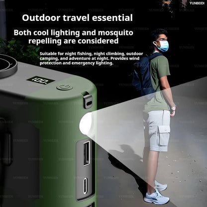 Portable Waist Clip Fan Small USB Charging Hanging Fan with LED Flashlight Outdoor Single/dual Air Outlet Fan 20000/10000Mah