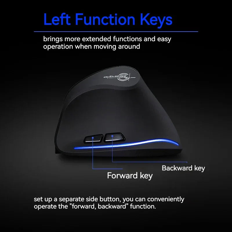 Zelotes F-35 Wireless Gaming Mouse Vertical Rechargeable 6 Key Mice 2.4G 3 Level DPI Adjustable Office/Gaming Computer Mouse