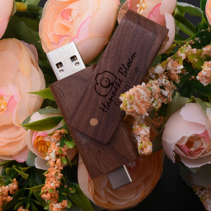 USB3.0 Wooden  TYPE-C Free Custom Logo USB 3.0 Flash Drive 128GB Rotatable Pen Drive 64GB Memory Stick Creative Gift Pendrive