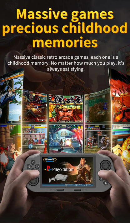 SF3000 handheld game console with a 4.5-inch large screen, supporting e-books, MP4， Music function, built-in 20000+games