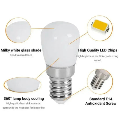 LED Refrigerator Lamp E12 Light Bulb 220V LED Refrigerator Lamp Screw Bulb for Refrigerator Display Cabinet Home Lighting
