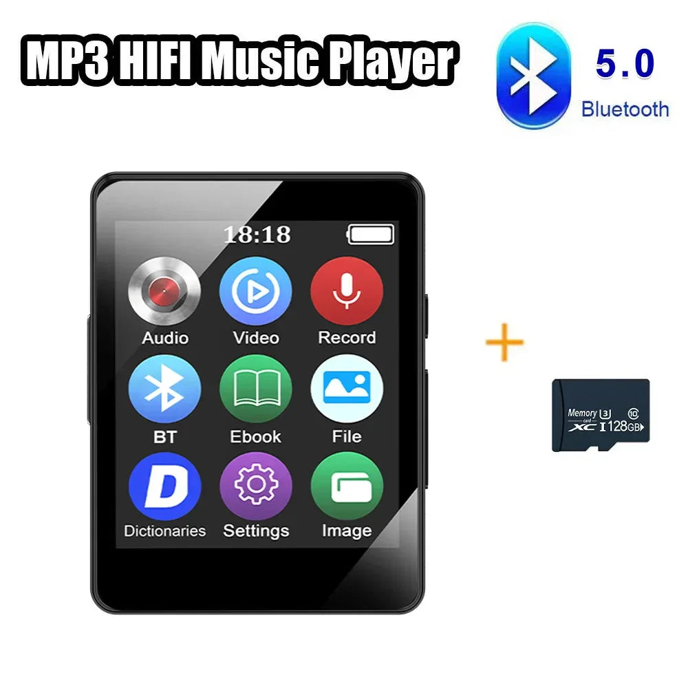 128G MP3 Player Bluetooth 5.4 HiFi MP3 Music Player Built-in Speaker 2.4inch Touch Screen MP4 Player with E-book/Video Recording
