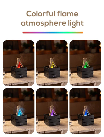 NEWSTYLE Simulated Flame Aroma Diffuser Bonfire Air Humidifier Ultrasonic Cool Mist Maker Fogger LED Essential Oil Lamp Diffuser