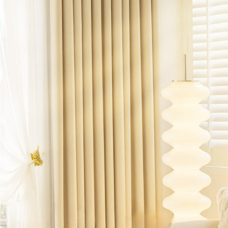 French Cream Style Bay Window Drape Bedroom Thick Full Blackout Curtain Hotel Soundproof Drapes Large Area Living Room Curtains