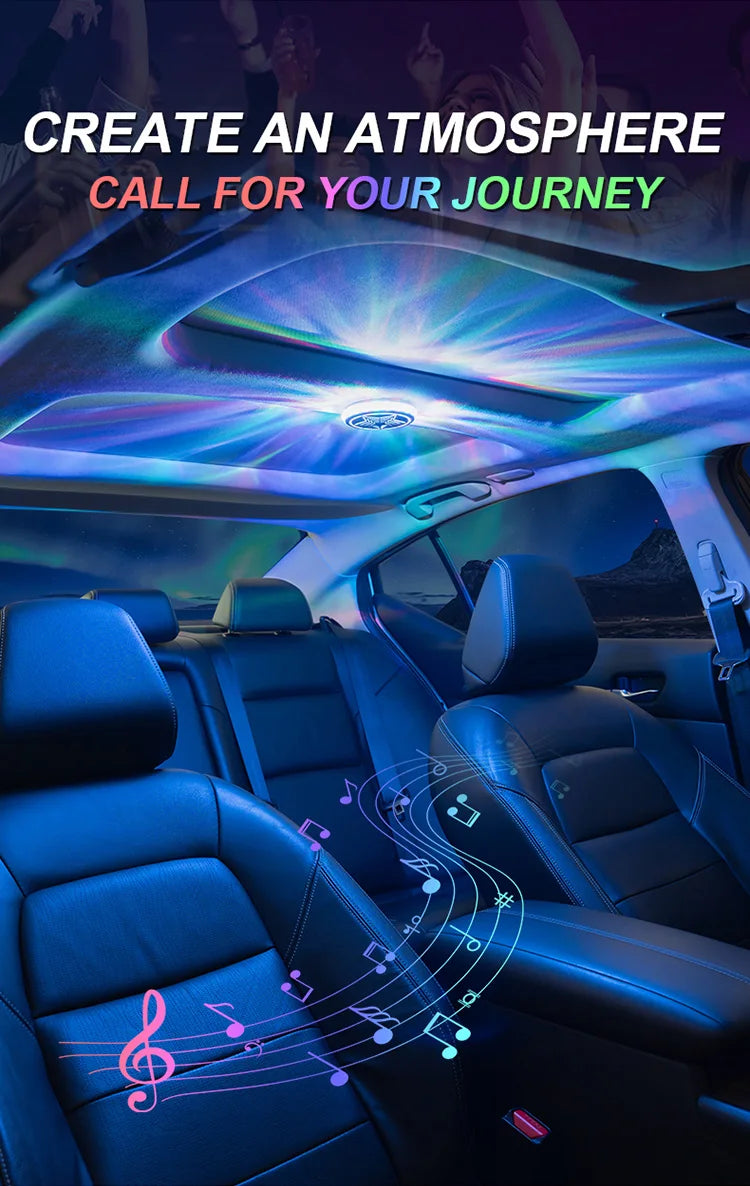 Car reading lights, LED interior sound controlled ambient lights, car trunk lighting, wireless wiring free decorative lights