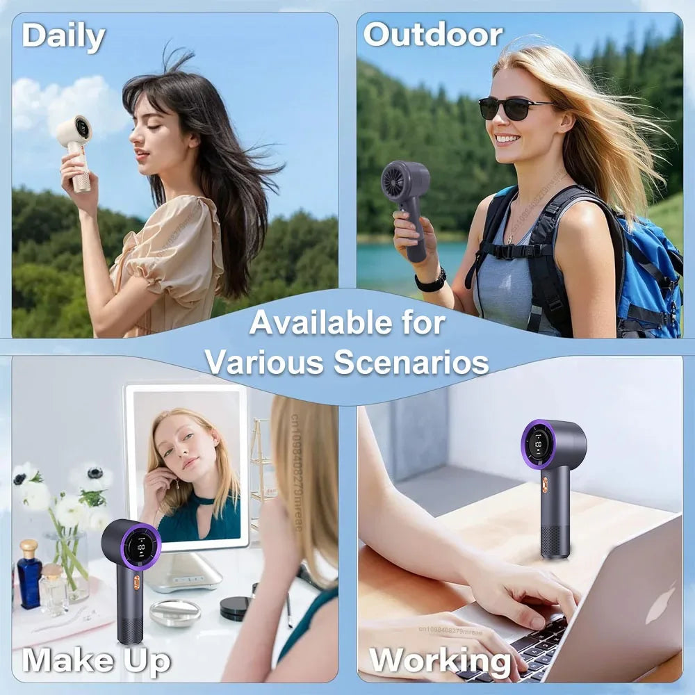 3000mAh Handheld Fan Portable Turbo Fan Air Cooler 199 Gears High-Speed Fans Smart Mini Hand Fan Outdoor Travel Camping Fan
