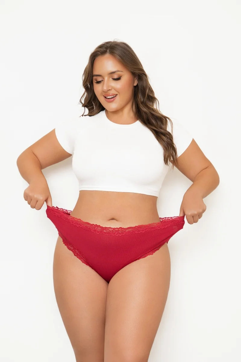 4Pcs/Set Seamless Cotton Brazilian Pants For Women Elastic High Waist Breathable Underpants Ladies Lace Panties Sexy Lingerie