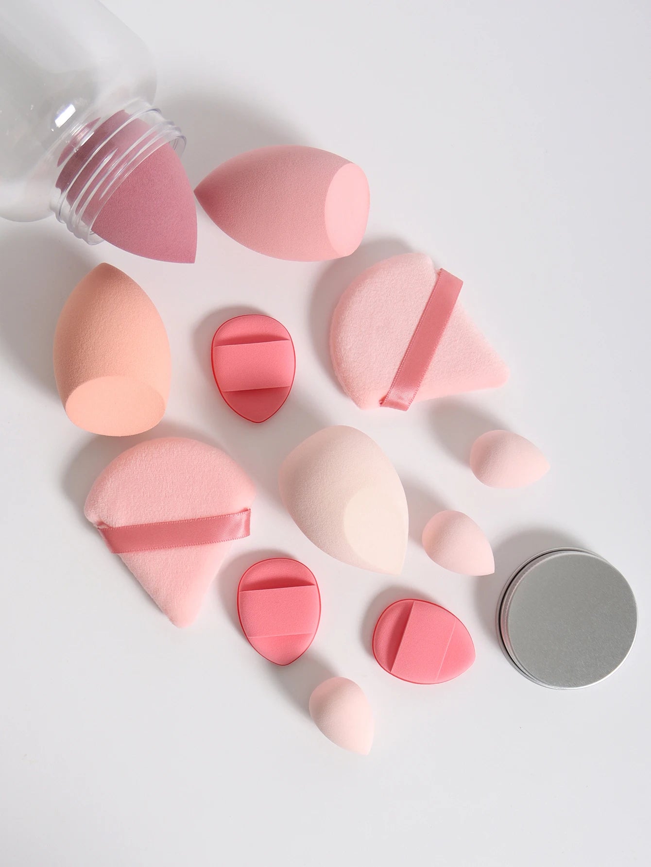 12Pcs Makeup Sponge Set with Storage Jar Latex-Free, Makeup Sponge Finger Puff, Dual-Use Wet & Dry Foundation Cosmetic Puffs